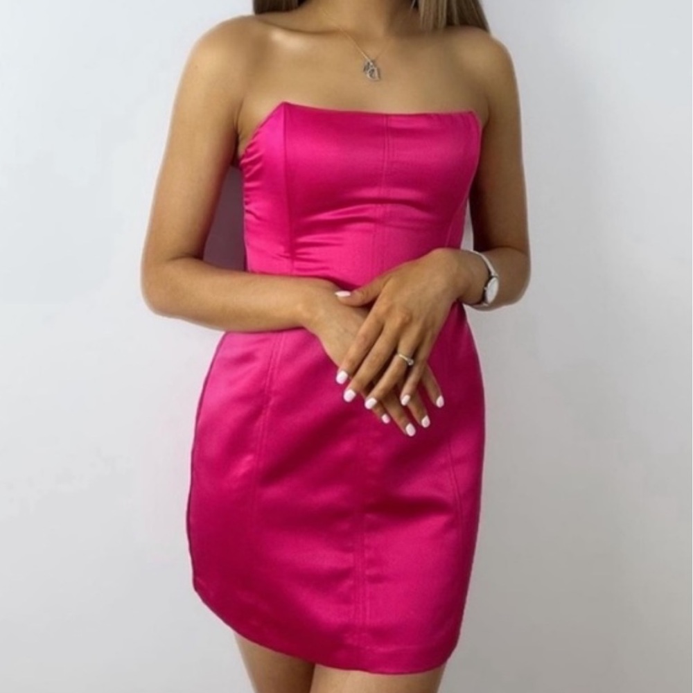 Zara Strapless Hot Pink Mini Dress